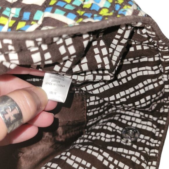 Vera Bradley "Rain Forest" Tote Blue Green Brown Pattern - Picture 9 of 12